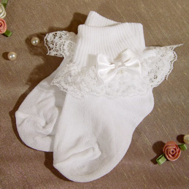 White Baby Socks with Lace